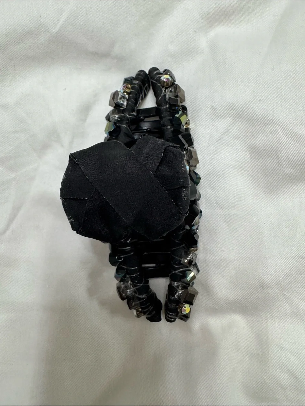 Crystal-Embellished Black Banana Clip Hair Barrette